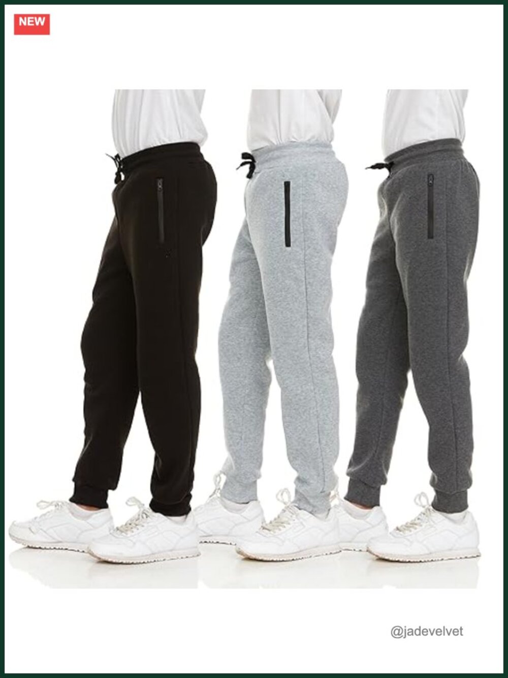 3-Pack Boys Fleece Sweatpants Joggers with Zipper Pockets Drawstring